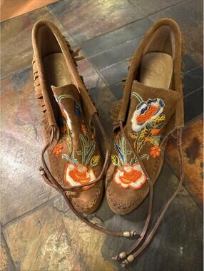 Tory Birch Brown Suede Classic Boot Embroidered One Of A Kind Beauty Size 10